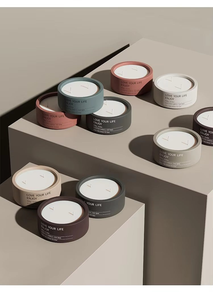 Nordic-inspired Cement Mixture Plain Candle Jar Handmade
