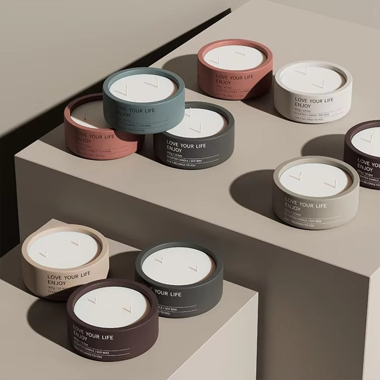 Nordic-inspired Cement Mixture Plain Candle Jar Handmade