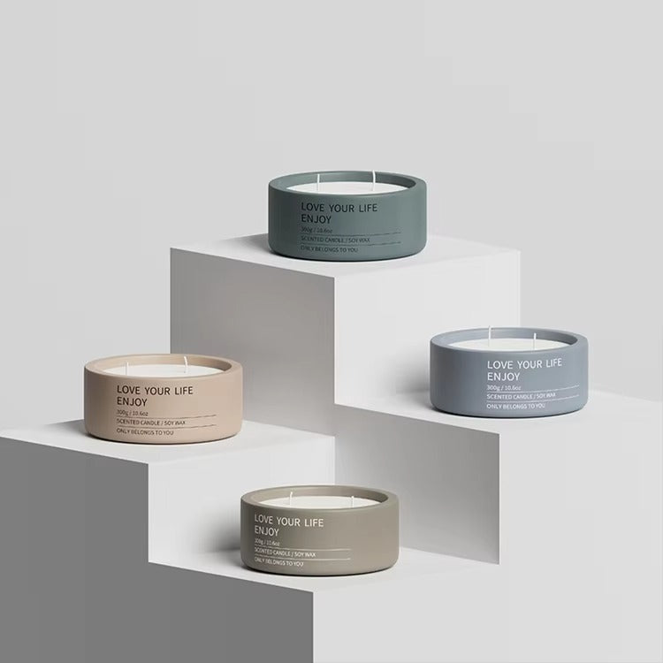 Nordic-inspired Cement Mixture Plain Candle Jar Handmade