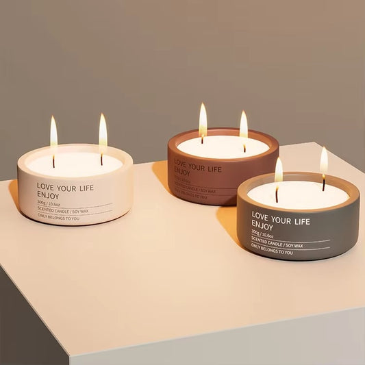 Nordic-inspired Cement Mixture Plain Candle Jar Handmade